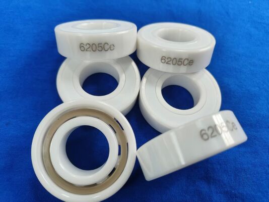 6205 Cuscinetto a sfera in ceramica di zirconio completo con gabbia e sigilli in PTFE di precisione di grado P6/P5 HIP Sintering ZrO2